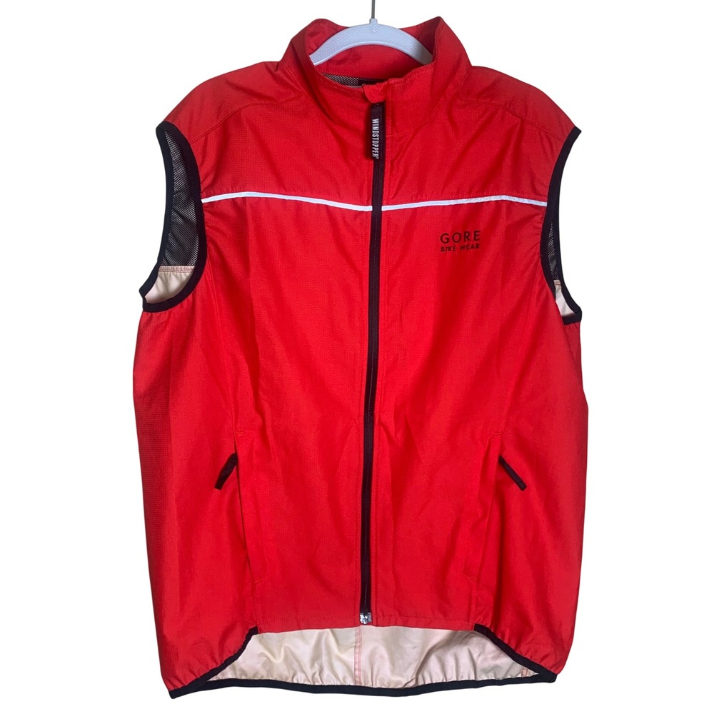 Gore Bike Wear Cycling Vest XL Red Excellent Windstopper Mesh Back Zip